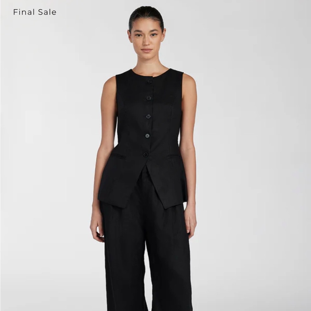 DISSH Alessia Black Linen Long-Line Vest Size 8